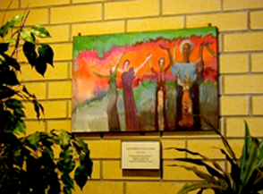 photo of painting by Kate Jackson in lobby of OWN Co-op